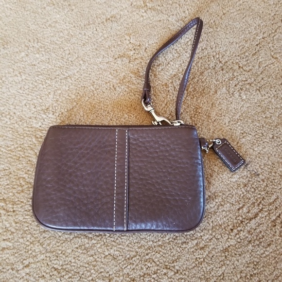 Coach Brown Pebble Leather Wristlet - Picture 6 of 6